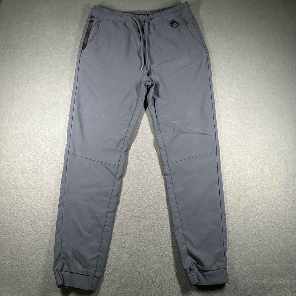 Aeropostale Jogger Pants Mens Medium Blue Elastic Waist Drawstring Zip Pockets
